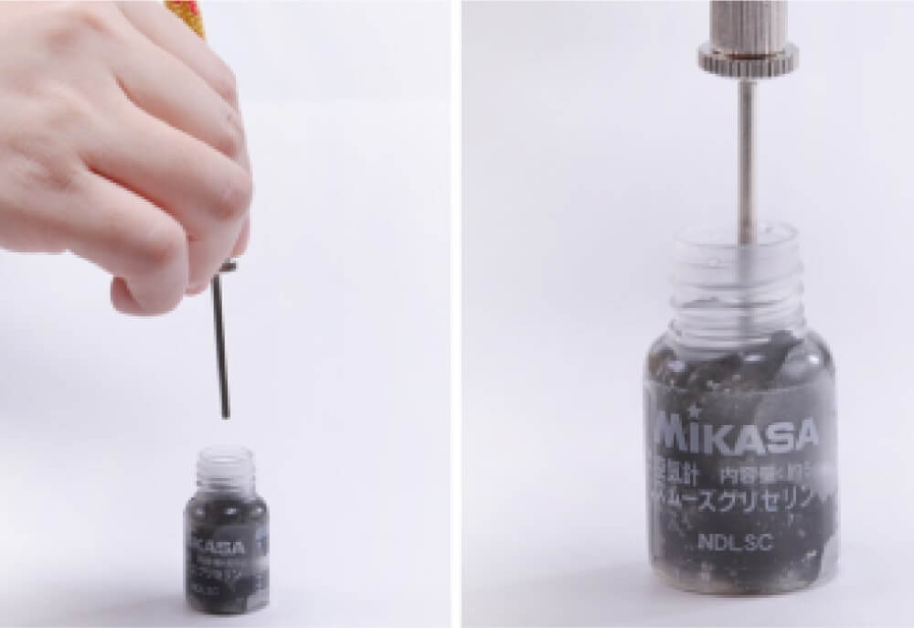 空気注入針にスムーズグリセリンNDLSCをつける01